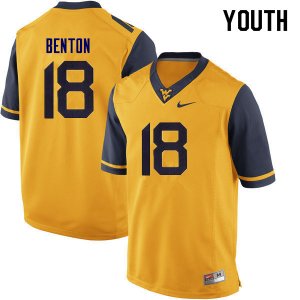 Youth West Virginia Mountaineers NCAA #18 Charlie Benton Yellow Authentic Nike Stitched College Football Jersey IU15Q25FM